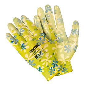 Перчатки для садовых работ, полиэстеровые, нитриловое покрытие