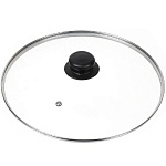 Крышка для посуды стеклянная 28см Danika, металл. обод, кнопка бакелит, черная Д4128Ч