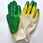 Перчатки с двойным латексным покрытием (желт.-зел.)