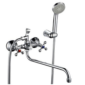 Смеситель д/ванны и умывальника 1/2 кер Казань КС-97 97073 КРЕСТ   мет. мах., рус. эксц.