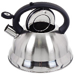 Чайник нерж. 2,8л Daniks MSY-013 со свистком, черная силик. ручка 