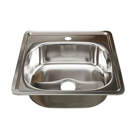 Мойка д/кухни врезная MIXLIN толщина 0,6 d-48х48, вып. 3 1/2 с сиф.(глуб. 16см)