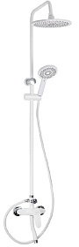 Смеситель + стойка душевая "тропический душ" с двумя лейками, корпус АБС пластик, белый