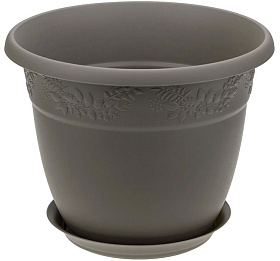 Кашпо Рябина D160мм 1,4л с поддоном французский серый М3053