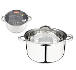 Кастрюля Mediano, объем 5,8 л, диа 24 см, из нерж стали с крышкой, ручки из нерж стали, капсулир дно