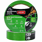 Лента малярная (25мм*25м) зеленая для внутр. работ DECOR