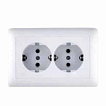 Розетка 2-м белая СП Хит 16А 250В с/з RS16-236-В