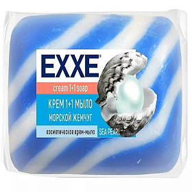 Крем-мыло EXXE 1+1 "Морской жемчуг" (СИНЕЕ полосатое), 90г х 1штука
