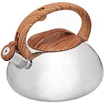 Чайник нерж.  3л Daniks MSY-A010-1 со свистком, бакелитовая  ручка, дерево, индукция