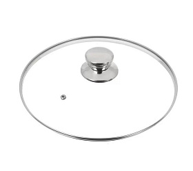 Крышка для посуды стекло, 28см, Daniks, металл обод, кнопка нержавеющая сталь, Д5728