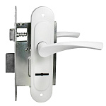 замок Врезной с ручкой на планке ЗВ 9-4,07 ПТИМАШ белый, сувальдный, прямоугольный.ригель, 3 ключа