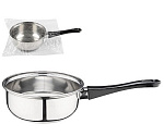 Ковш Buono из нерж стали с бакел ручкой, зерк полировка, объем 0,75 л, диа 14 см, однослойное дно