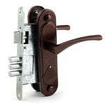 замок Врезной с ручкой на планке ЗВ 9 ОМЕГА медь, сувальдный, 3 цилиндр.ригеля, 3 ключа