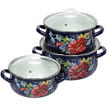 Набор кастрюль эмал. Апрель-Экстра (2л, 3л, 4л)  индукция