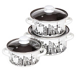 Набор кастрюль эмал. Новый город-1-Экстра (1,5л, 2,3л, 3л) 