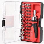 Набор бит и головок с рукояткой P.I.T. ADVANCE HSDR04-0034 (34шт, рукоятка-трещотка, адаптер, кейс)