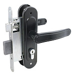 замок Врезной с ручкой на планке ЗВ4-3.03 ПТИМАШ черный, английский, прямоугол.ригель, 4 ключа 