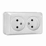 Розетка 2-м белая ОП Олимп 16А б/з О0102