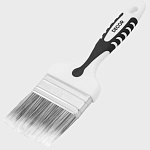 Кисть плоская Black White универсальная 50х15мм, PREMIUM серебристая щетина, 2К  ручка 