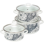 Набор посуды эмал. День и ночь-1-экстра 2,3/3/4л со стекл. крышкой