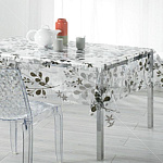Клеенка столовая 1,4х20м. Сильвано RFM-677Е прозрачная Веточки
