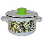 Кастрюля эмал.  2.9 л, с крышкой, крышка сталь, Appetite, Свежая зелень, 1с16с/1, индукция