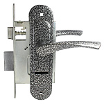 замок Врезной с ручкой на планке ЗВ 9-4,07 ПТИМАШ серебро, сувальдный, прямоугольный.ригель, 3 ключа