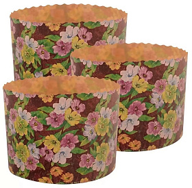 Форма для выпечки куличей бумага, 3 шт, 13.5х9.5 см, круглая, пасхальные, Мультидом, Пасхальная, МТ8