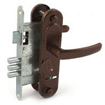 замок Врезной с ручкой на планке ЗВ 9.2-01 ОМЕГА медь, сувальдный, 3 цилиндр.ригеля, 3 ключа