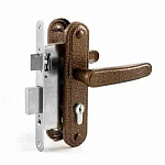 замок Врезной с ручкой на планке ЗВ7,03 ОМЕГА бронза, английский, прямоуг.ригель, 4 ключа