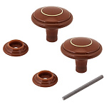 Ручка-кнопка пластик. РДП-01-3 темное дерево золотое кольцо