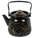 Чайник эмал. 3.5 л. с кнопкой, Мрамор золотой, черный, С2716.367*131