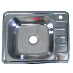 Мойка д/кухни  врезная, 58х48 левая, 0,8 мм, глубина 180 мм + большой сифон