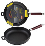 Сковорода чугунная с деревянной ручкой CIF30-W, диам - 30 см