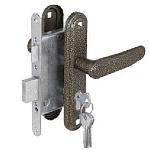 замок Врезной с ручкой на планке ЗВ-4-3,03 ЗЕНИТ бронза, английский, прямоугол.ригель, 4 ключа