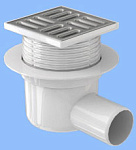 Трап РР 50 (100х100) гориз. спуск, регулируемая решетка нерж. (ТА5602)