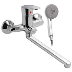 Смеситель в ванную САТУРН шаровый 40мм, длинный излив, с дивертором на корпусе