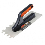 Гладилка DECOR 3К, 580х130мм, нерж., полукруглый зуб 15х20мм, 0,7мм