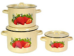 Набор кастрюль эмал. Клубника садовая (1,5/2,9/4,5л)