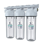 Фильтр магистральный 3/4" KSBR TRIO тройной для холодной воды прозр. 10" UNICORN 