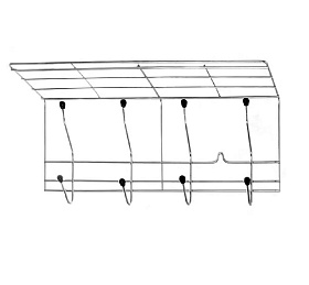 Вешалка настенная 4 крючка, 47х9х25 см, металл, тнп-11.1, оцинкованная