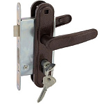 замок Врезной с ручкой на планке ЗВ-4-3 ЗЕНИТ медь, английский, прямоугол.ригель, 4 ключа