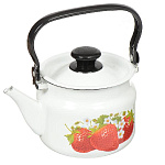 Чайник эмал. 2 л. с декором, ручка металлическая, в ассортименте, 42704-102/6 белый