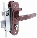 замок Врезной с ручкой на планке ЗВ4-3.03 ПТИМАШ медь, английский, прямоугол.ригель, 4 ключа 