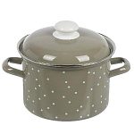 Кастрюля эмал.  3 л. С-1612АП2/8Кс White dots индукция
