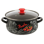 Кастрюля эмал.  4л крышка стекло 61915-143 Болоньезе