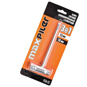 Ключ свечной комбинированный MAXPILER MSW-01 (13 мм, ключ 19 мм + отвертка)