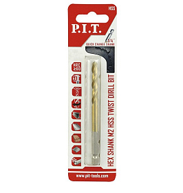 Сверло по металлу с шестигранным хвостовиком P.I.T. Ø8.0x117мм, 135°, HEX 1/4"(6,35мм) (AMED12-0008)