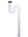 Сифон гофр.с нерж.чашкой (белый) (0132)