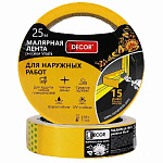 Лента малярная (25мм*25м) оранжевая для наруж. работ DECOR